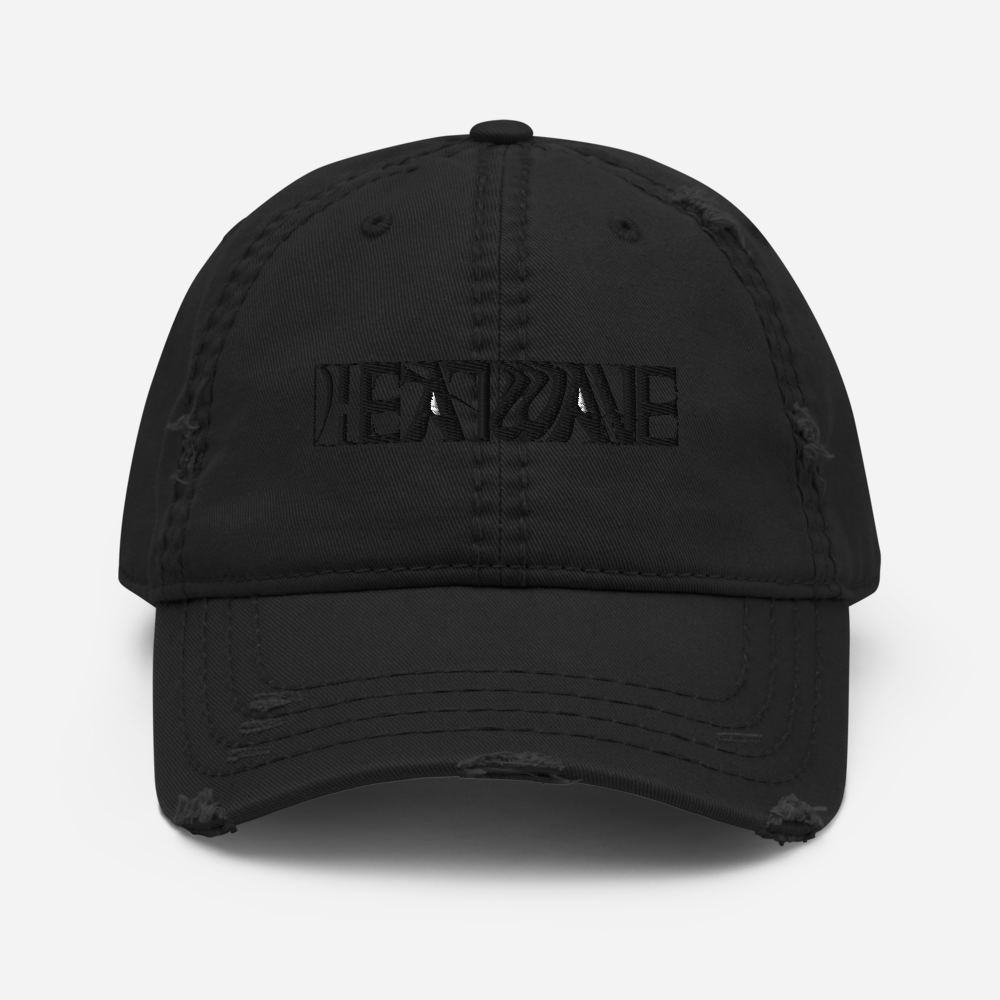 Distressed Hat black embroidery